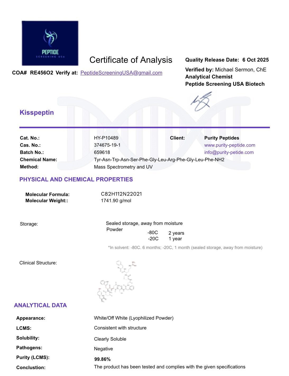 Kisspeptin Box of 10 Vials
